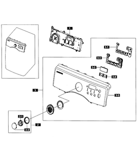 Control Panel Diagram and Parts List for DV365GTBGWR A3-0001 Samsung Dryer