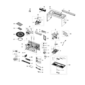 Main Assembly Diagram and Parts List for ME20H705MSW AA-0001 Samsung Microwave