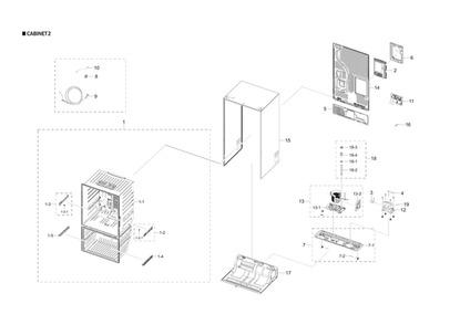Cabinet 2 Diagram and Parts List for RF28T5101WW AA-00 Samsung Refrigerator