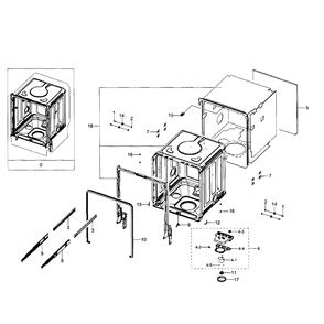 Tub Diagram and Parts List for DW80H9940US AA-01 Samsung Dishwasher