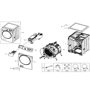 Main Assembly Diagram and Parts List for WF393BTPARA A1-0000 Samsung Washer