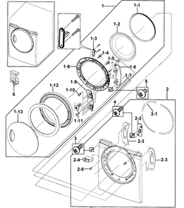 Door Assy Diagram and Parts List for DV218AEW XAA-0000 Samsung Dryer