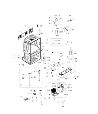 Cabinet Diagram and Parts List for RF28HMEDBSR AA-0001 Samsung Refrigerator