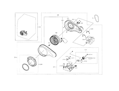 Motor Diagram and Parts List for DV331AEW XAA-0003 Samsung Dryer