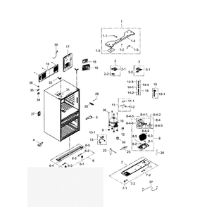 Cabinet Diagram and Parts List for RF31FMEDBBC AA-01 Samsung Refrigerator