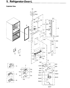 Fridge Door L Diagram and Parts List for RF22KREDBSG AA-0004 Samsung Refrigerator