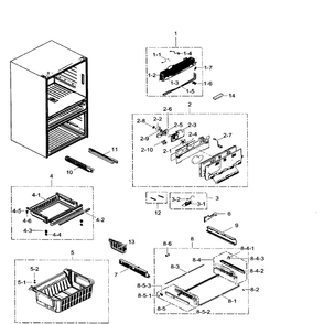 Freezer Diagram and Parts List for RF24FSEDBSR AA-07 Samsung Refrigerator