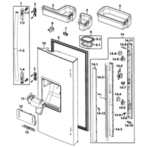 Left Door Diagram and Parts List for RF267AARS XAA Samsung Refrigerator
