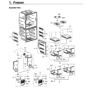 Freezer Diagram and Parts List for RF28K9070SG AA-0001 Samsung Refrigerator