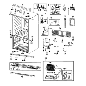 Cabinet Diagram and Parts List for RF4289HARS XAA-0002 Samsung Refrigerator