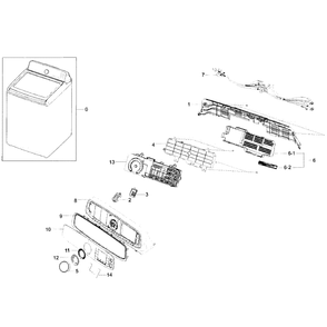 Control Panel Diagram and Parts List for WA52J8060AW A2-0000 Samsung Washer