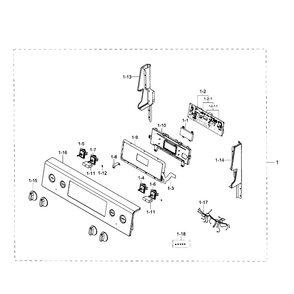 Control Panel Diagram and Parts List for NE59J7650WS AA-03 Samsung Range