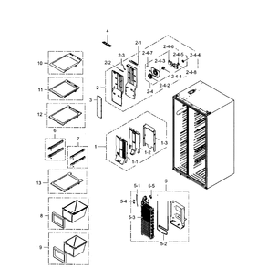 Freezer Diagram and Parts List for RS267TDRS XAA-03 Samsung Refrigerator