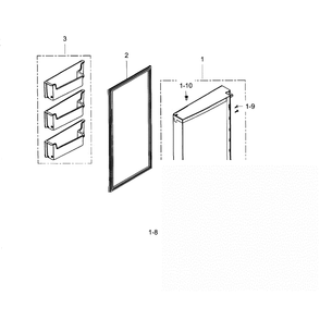 Freezer Door L Diagram and Parts List for RF24J9960S4 AA-01 Samsung Refrigerator