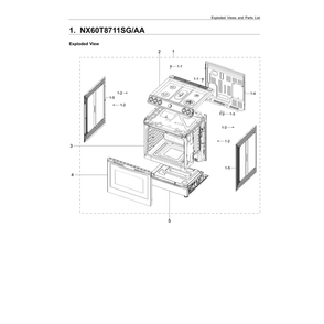 Main Assembly Diagram and Parts List for NX60T8711SG AA-00 Samsung Range