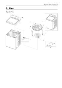 Main Assembly Diagram and Parts List for WA45M3100AW A4-00 Samsung Washer