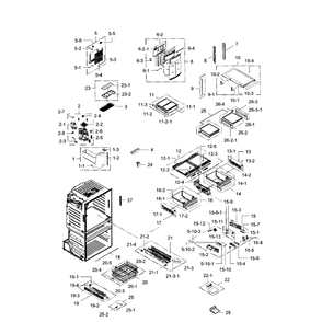 Fridge Diagram and Parts List for RF28JBEDBSG AA-04 Samsung Refrigerator