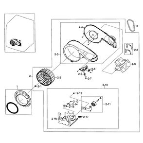 Motor Assembly Diagram and Parts List for DV448AGP XAA-01 Samsung Dryer