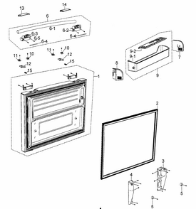 Freezer Door Diagram and Parts List for RF266AZBP XAA-0000 Samsung Refrigerator