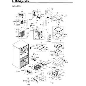 Refrigerator Diagram and Parts List for RF30KMEDBSR AA-02 Samsung Refrigerator