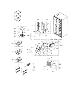 Refrigerator Diagram and Parts List for RS25H5121BC AA-0000 Samsung Refrigerator