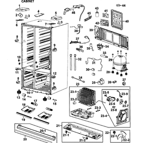 Cabinet Diagram and Parts List for RM255LARS XAA-00 Samsung Refrigerator