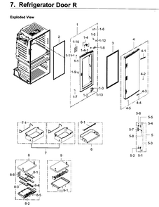 Fridge Door R Diagram and Parts List for RF28JBEDBSG AA-0005 Samsung Refrigerator