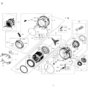 Tub And Drum Diagram and Parts List for WF45K6500AV A2-0000 Samsung Washer