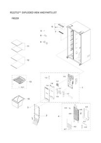 Freezer Parts Diagram and Parts List for RS22T5201SR AA-00 Samsung Refrigerator