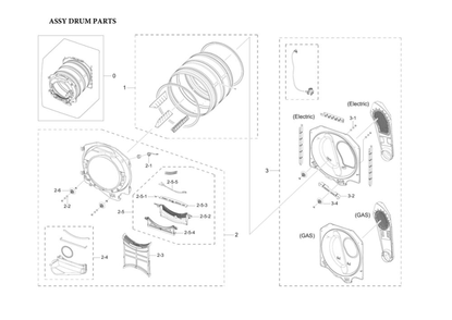 Part Location Diagram of DC97-16040T Samsung Back Drum Module Assembly