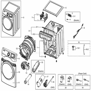 Part Location Diagram of DC97-19380M Samsung ASSY FRAME;DV5300N,DVE45N5300W,NEAT WHITDC97-19381A