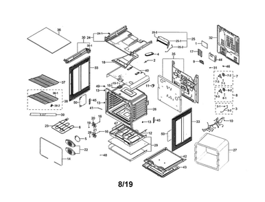 Main Unit Diagram and Parts List for NE58R9431SG AA-00 Samsung Range