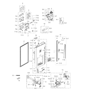 Fridge Door L Diagram and Parts List for RF34H9960S4 AA-05 Samsung Refrigerator