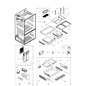 Fridge Diagram and Parts List for RF268ACWP XAA-01 Samsung Refrigerator