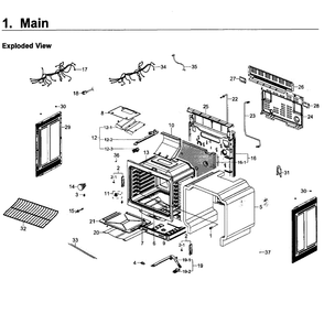 Main Assembly Diagram and Parts List for NX58K3310SS AA-0000 Samsung Range