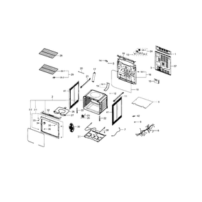 Main Assembly Diagram and Parts List for NE59J3420SB AA-0002 Samsung Range