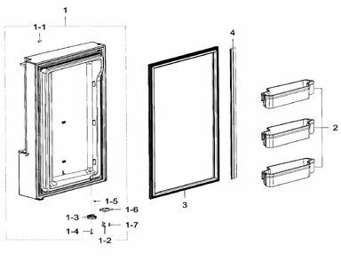 Freezer Door L Diagram and Parts List for RF32FMQDBSR AA-0004 Samsung Refrigerator