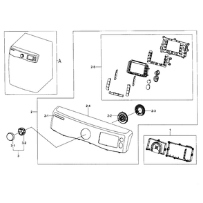 Control Panel Diagram and Parts List for DV435GTGJRA A1-01 Samsung Dryer