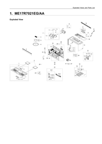 Main Assembly Diagram and Parts List for ME17R7021EG AA-00 Samsung Microwave
