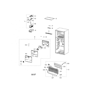 Freezer Diagram and Parts List for RT21M6215SG AA-0000 Samsung Refrigerator
