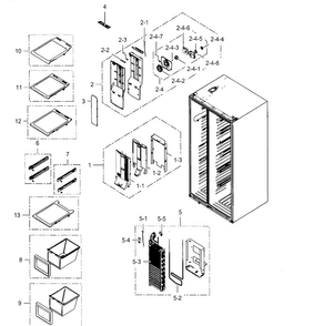 Freezer Diagram and Parts List for RH25H5611BC AA-0001 Samsung Refrigerator