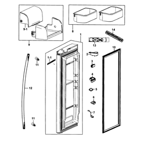 Fridge Door R Diagram and Parts List for RF268ACPN XAA-0001 Samsung Refrigerator