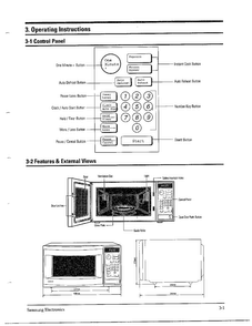 Control Panel/features Diagram and Parts List for MW4371G XAA Samsung Microwave