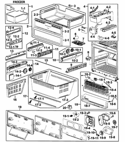 Freezer Diagram and Parts List for RF266AASH XAA-0000 Samsung Refrigerator
