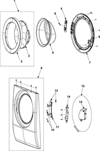 Door Diagram and Parts List for WF306BHW XAA Samsung Washer