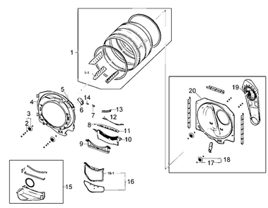Drum Assy Diagram and Parts List for DV210AEW XAA Samsung Dryer