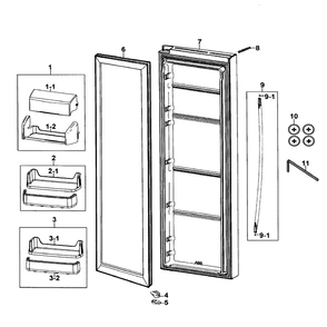 Right Door Diagram and Parts List for RS267TDWP XAA-0000 Samsung Refrigerator