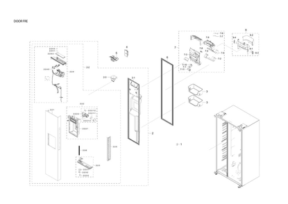 Freezer Door Parts Diagram and Parts List for RS22T5201SG AA-00 Samsung Refrigerator
