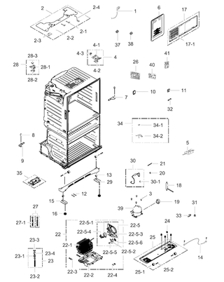 Cabinet Assy Diagram and Parts List for RF25HMEDBSR AA-0000 Samsung Refrigerator
