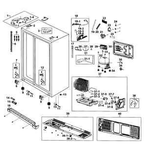 Cabinet Assembly Diagram and Parts List for RS267TDPN XAA-00 Samsung Refrigerator
